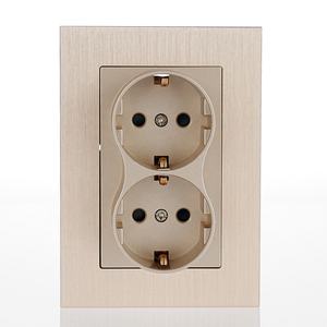 مقبس حائط ألماني مزدوج بتصميم فاخر من الألومنيوم المصقول، معيار أوروبي، مقاوم للعبث - Product Image 1