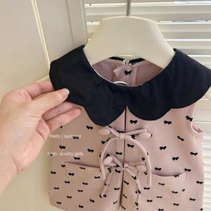 Child Star Circle Girls Sleeveless Cotton Dress With Petal Collar Summer Breathable Vest Style - Product Image 4