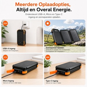 Chargeur solaire Power Bank 48000mAh Chargeur portable sans fil Intégré 4 câbles et 4 panneaux solaires - Product Image 3
