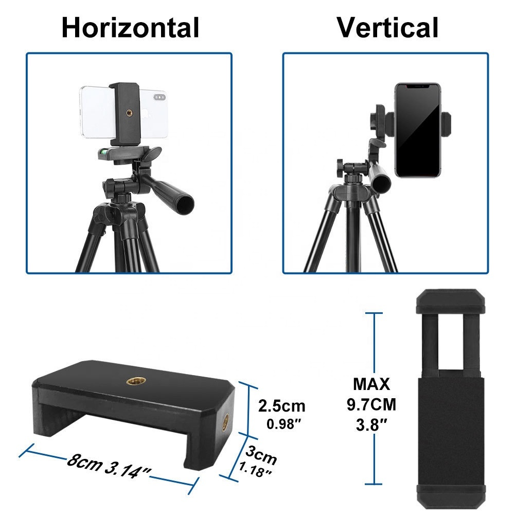 130cm Aluminum Camera & Phone Tripod – Universal Smartphone Mount with Remote & Carry Bag - View 3