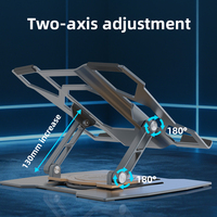Acier au carbone Mecha 360 °   Support d'ordinateur portable rotatif et pliable, réglable en hauteur, avec refroidissement, pour ordinateurs portables de 11 à 17,3 pouces