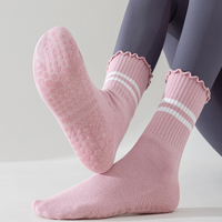 Chaussettes de sport personnalisées jetables pour Pilates et Yoga, respirantes, antidérapantes, en nylon et élasthanne, avec grip en dentelle, pour femmes