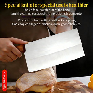 Couteau de cuisine forgé à la main 2 en 1, trancheur et hachoir, lame 4Cr13, manche en bois durable, couteau de chef professionnel pour la maison et les restaurants - Product Image 4