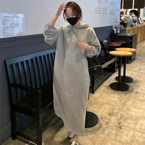Hot Sale Winter Dick Übergroße Lange Sweatshirts Langarm Benutzer definierte Koreanische Plus Size Frauen Maxi Hoodie Hoodie Kleider Taschen - Product Image 2