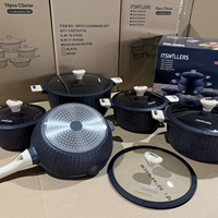 Ensemble de 10 ustensiles de cuisson antiadhésifs en céramique à haute efficacité CBM, casseroles et poêles à frire profondes emboîtables de 20-32 cm, vente en gros, exportation, commerce