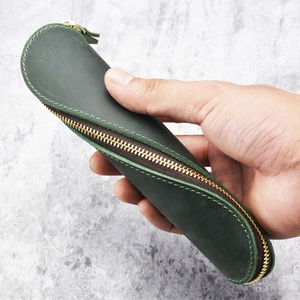 New Handmade T09 Pencil case Creative S-shaped Vintage Cowhide Pen Sleeve Fashionable Crazy Horse Leather - Product Image 2