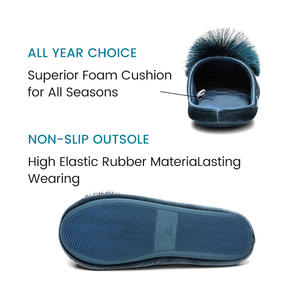 Kadın taşınabilir kapalı yatak odası terlikleri ile kabarık Pom-pom seksi yumuşak ev ayakkabıları ile TPR taban bale tarzı terlik - Product Image 4