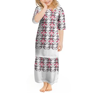 Nuovissimo Design tribale polinesiano di arte dell'isola del Pacifico 2-14 anni festa di compleanno Puletasi <span class=keywords><strong>abito</strong></span> personalizzato a manica corta <span class=keywords><strong>abito</strong></span> da bambina - Product Image 4