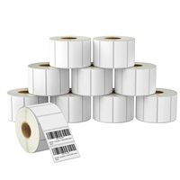 Etiquetas de Papel Sintético 2x1, Rollos de Etiquetas Térmicas Directas, 1000 Hojas, Etiqueta de Envío Térmica Directa para Impresora de Códigos de Barras