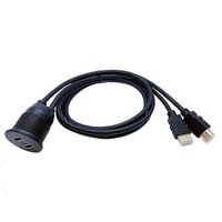 Câble d'extension double USB 3.0 de 1 m, étanche, à montage encastré, en PVC tressé, conducteur en cuivre étamé, pour tableau de bord de voiture, 12 V