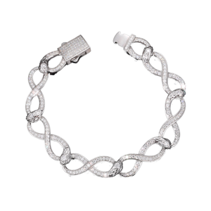 Custom 925 Sterling Silver Unisex <b>Bracelet</b> Iced Out <b>Infinity</b> Tennis Moissanite Round Brilliant Cut Diamond <b>Bracelet</b> - Product Image 2