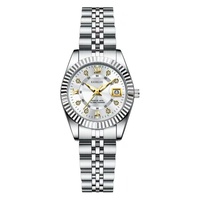 Nouvelle montre décontractée et élégante pour femme, lumineuse, à quartz, avec boîtier en alliage et bracelet en acier inoxydable, aiguille de 10 mm