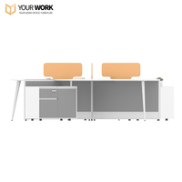 Ensemble complet de mobilier de bureau exécutif avec cloison, poste de travail modulaire pour 4 personnes, poste de travail privé