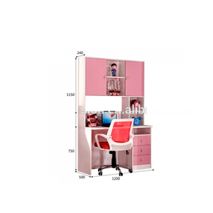 Estilo europeo de color rosa de madera mesa de estudio estante escritorio de la computadora para niño niña - Product Image 1