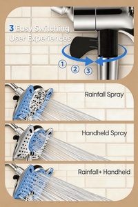 <span class=keywords><strong>Pommeau</strong></span> <span class=keywords><strong>de</strong></span> <span class=keywords><strong>douche</strong></span> moderne haute pression chromé 2-en-1 (main et pluie) avec installation facile pour salle <span class=keywords><strong>de</strong></span> bain - Product Image 3