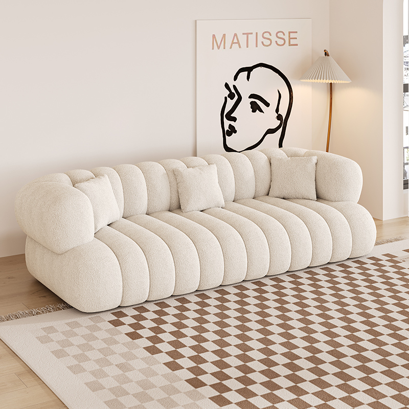 Marshmallow Cloud-Style Sectional Sofa – Black Cream-Inspired Fabric Sofa for Apartments & Hotels