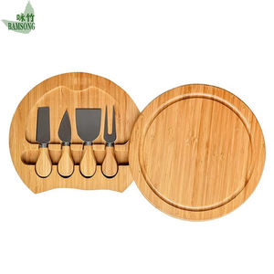 Ensemble de planches à découper avec rangement intégré pour outils, plateau de service rond, planche de préparation multifonctionnelle pour la cuisine à domicile - Product Image 1