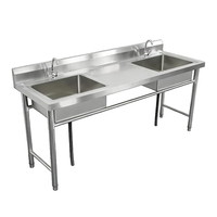 Évier commercial à 3 compartiments en acier inoxydable, table de travail avec plateforme pour restaurant et hôtel, table de travail pour lave-vaisselle
