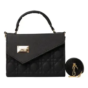 Sac bandoulière Fana Bohemian noir en polyester, trois sangles, imperméable, usage quotidien - Product Image 3