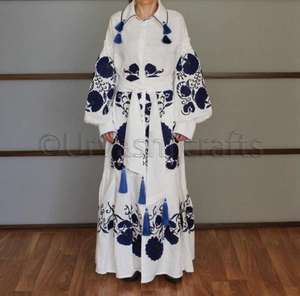 ชุดเดรสยูเครนคอวีแขนยาว,ชุดเดรสผู้หญิงชุดเดรสวินเทจสไตล์ชาติพันธุ์ทรงหลวมชุดเดรสผู้หญิง2020 - Product Image 4