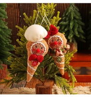 Boneka Gingerbread Man Seri Kain Poliester Berkaki Panjang Hiasan Jendela Natal Mainan Dekorasi Hadiah Gantungan Stoking