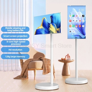 Tablette LED 21,5 <span class=keywords><strong>pouces</strong></span>, Smart <span class=keywords><strong>TV</strong></span>, support sur roulettes, Android 11, batterie intégrée 6000 mAh, écran rotatif 8 cœurs, HD1080, extérieur, noir - Product Image 2