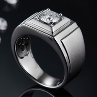 Bague en argent sterling 925 pour homme avec moissanite 1 carat couleur D VVS1 taille carrée, alliance de mariage en moissanite pour homme, vente en gros