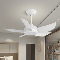 Nouveau ventilateur de plafond LED à moteur CC avec télécommande WIFI, petite taille 32 pouces, en plastique ABS, 5 pales, lumière LED à intensité variable
