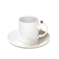 Ensemble de table en porcelaine blanche Gold Line de luxe ensembles de vaisselle en céramique durable avec assiette thé tasse à café kit de tasse