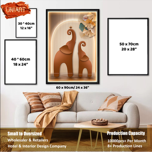 Tableau <span class=keywords><strong>mural</strong></span> en toile brillante LED pour chambre d'enfant, peinture murale d'éléphant, art d'hôtel, impression sur toile d'animal en porcelaine verticale, décoration murale pour la maison, affiche - Product Image 5