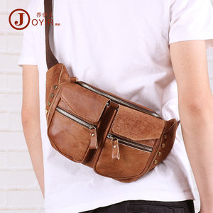 Joyir Men's Genuine Leather Crossbody <b>Bag</b> Matte Brown Multi-Functional Chest <b>Bag</b> Everyday Use - Product Image 1