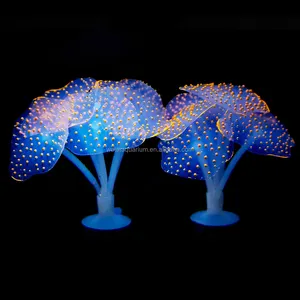 Coral acuático artificial-Decoración de tanque de peces decoración de acuario ornamento efecto brillante silicona-Starlight pluma Coral rosa