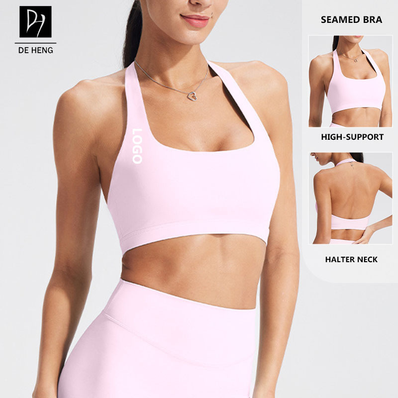 Custom Logo Fashion Active Workout Sports Wear Women Nude Feeling Quick Dry Cross Back Athletic Yoga Bra For Women High Quality