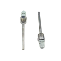 Meprotal 2 buah Sensor suhu baja tahan karat tanpa las Thermowell NPT 1/2 inci 50mm/2 inci panjang topi plastik Homebrew ODM 1