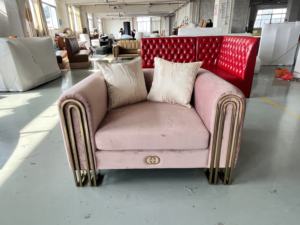 Sofá de terciopelo Simple moderno MR, conjunto de sofá de arte decorativo de cristal de diseñador, sofás de sala de estar de Hotel para el hogar, muebles de sala de estar - Product Image 4