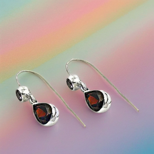 Art Palace <b>Fine</b> <b>Stud</b> Silver <b>Earrings</b> with Amethyst & Garnet Gemstones-Elegant Design - Product Image 3