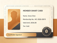 Carte d'identité intelligente personnalisée en PVC, style simple, imprimée, avec micro-texte anti-contrefaçon et sceau de sécurité