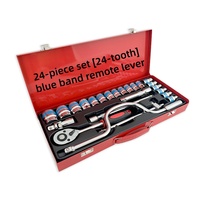 Juego de Llaves de Trinquete Profesional de 25 Piezas, 1/2 Pulgada, Kit Completo de Herramientas Mecánicas con Caja de Hierro Roja para Reparación Automotriz