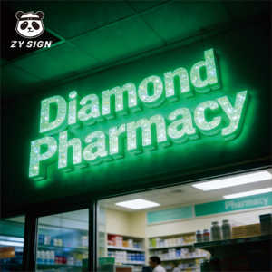 Insegna LED per Farmacia Personalizzata, Design 3D in Acrilico Diamantato, Illuminata, per Esterni, Alimentata a Corrente Continua, Resistente alle Intemperie, per Casa, Ufficio, Negozi - Product Image 3