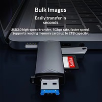 Lector de Tarjetas OTG USB3.0 de Alta Velocidad Tipo-C 6 en 1, Aleación de Aluminio, para Teléfonos Móviles, Computadoras, Laptops, Tablets, Adaptador USB C SD/TF/U Disk