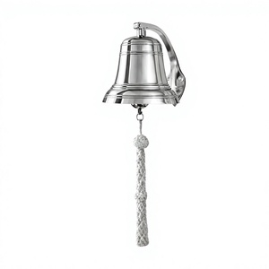 Campana Náutica con Cuerda Trenzada, Acabado Cromado Pulido, Campana de Puerta Marina Montada en la Pared para Decoración de Entrada de Casa y Jardín - Product Image 1