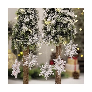 Ensemble de 6 décorations de Noël en acrylique, flocons de neige en cristal, décorations pour arbre de Noël, pendentifs suspendus en cristal - Product Image 1