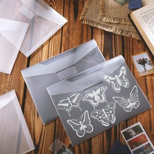 Tampon transparent et sac de rangement de matrices PP <span class=keywords><strong>A5</strong></span> sac de facture de reçu matériaux sac de rangement de fichiers poches refermable <span class=keywords><strong>enveloppe</strong></span> découpée à l'emporte-pièce - Product Image 2
