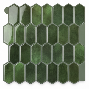 MORLENX Adhesivo de Pared 3D con Diseño de Mosaico Hexagonal Verde Oscuro, Decorativo para Cocina - Product Image 1