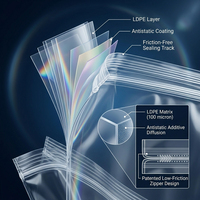 Sacs en plastique LDPE transparents antistatiques avec fermeture à glissière et design scellable pour l'emballage d'appareils photo et d'électronique grand public