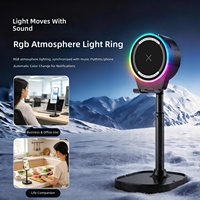 Nouveau support de téléphone à induction transfrontalier avec haut-parleur pour son surround 360° 5.3, mini-haut-parleur avec éclairage ambiant RGB 001