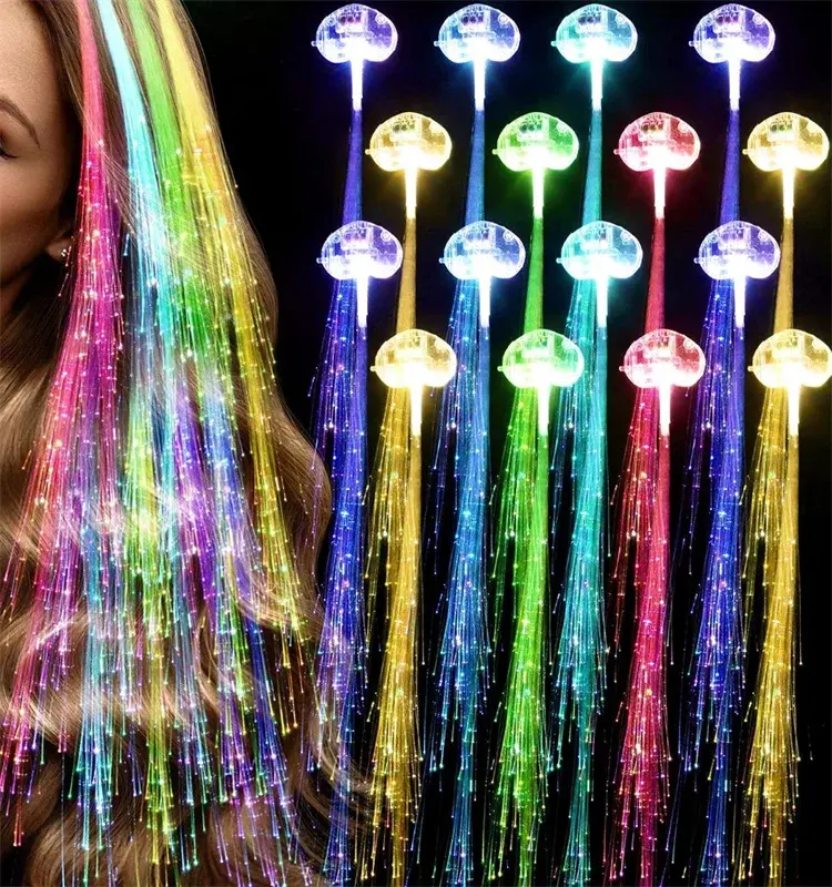 Glänzende Haar faser Leuchtende Haar party bevorzugen RGB leuchten Festival Hochzeit Weihnachts dekoration führte Kunststoff faser führte Haare
