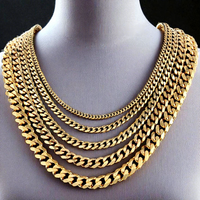 Collier chaîne cubaine en acier inoxydable plaqué or pour hommes et femmes, chaîne gourmette épaisse style hip-hop, bijou de mode