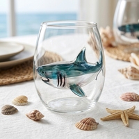 Gobelet isotherme en verre soufflé à la main à double paroi, motif crabe marin intégré, OEM d'usine, logo personnalisé