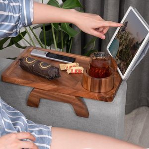 Plateau porte-gobelet pour <span class=keywords><strong>canapé</strong></span> en bois, plateau <span class=keywords><strong>portable</strong></span> en acacia pour accoudoir de <span class=keywords><strong>canapé</strong></span>, plateau anti-déversement pour boissons, collations, télécommande, porte-gobelet pour <span class=keywords><strong>canapé</strong></span> - Product Image 6